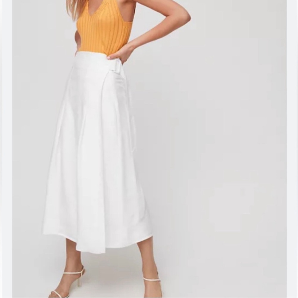 Aritzia Wilfred White Linen New Midi Silana Summer Casual Skirt Sz XS, S - Picture 3 of 11
